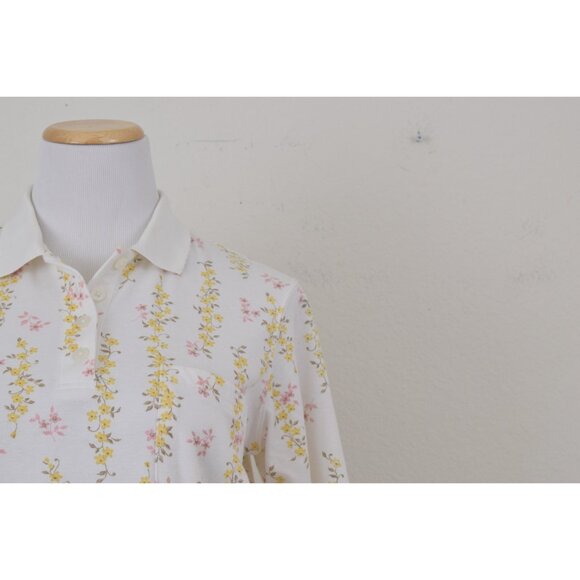 Vintage 80s Ditsy Floral Polo Tee size M - Picture 5 of 10